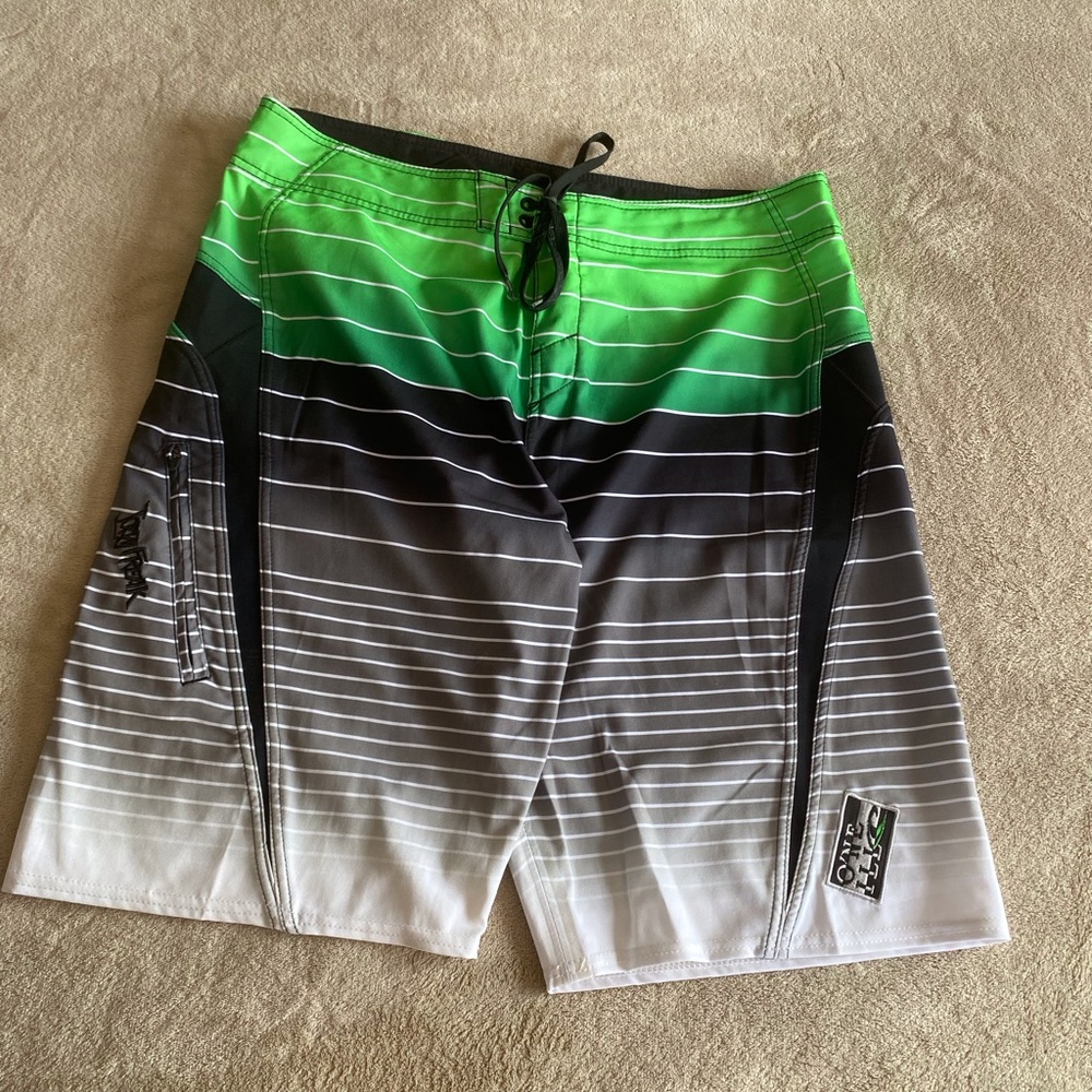 O’Neill Men’s Board Shorts Jordy Smith Collection Size 36 Grn, Blk, Gry, Wht